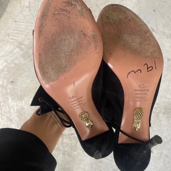 Aquazzura Black Suede Cut Out "Sexy Thing" Heels - Picture 12 of 13